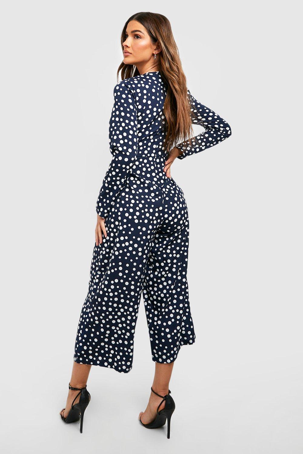 Twist front polka dot hot sale jumpsuit